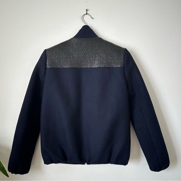 Maje Biker Blousson Zipper Wool Jacket in Deep Navy Size 36 - Picture 6 of 12
